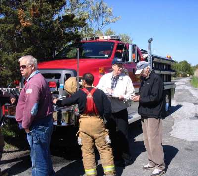 Former Captain Dan King with current Captain Nino Saffieti; also pictured is H2M engineer Jim Edgette and Jim Harding